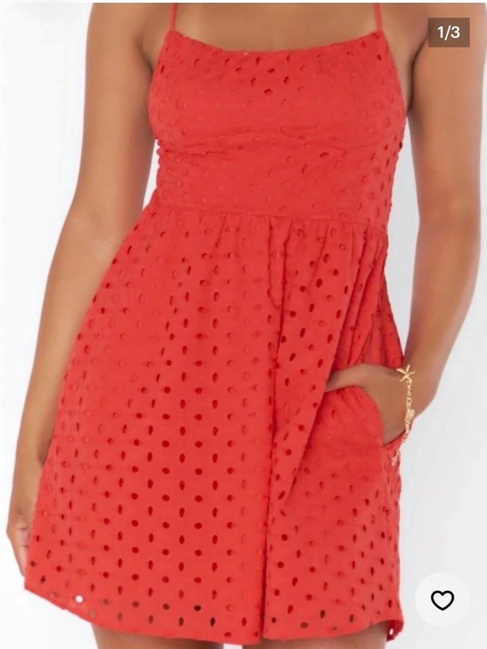 MUMU Red Open Back Eyelet Mini Dress Size Medium Like New